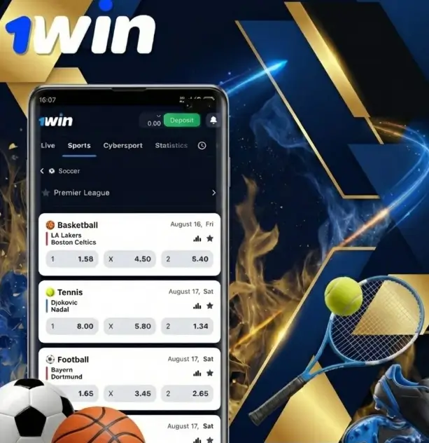1win mobil tətbiqində idman mərcləri bölməsinin interfeysi və funksionallığı